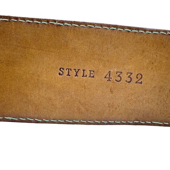 Leather Tan Camel Brown Belt Spain Womens Vintage  Size L - Picture 3 of 10